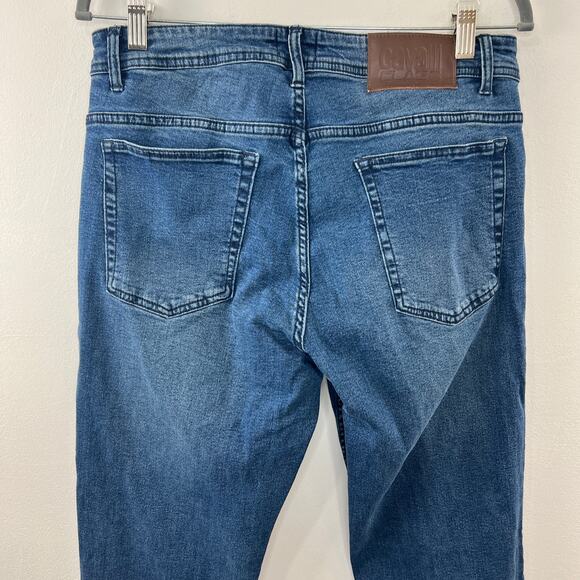 Class Roberto Cavalli Medium Wash Blue Distressed Skinny-Leg Jeans High Rise 32 - Picture 5 of 8